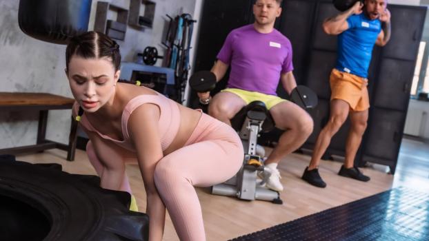 Fitness Rooms - Jenny Doll - Hardcore big dick threesome in gym