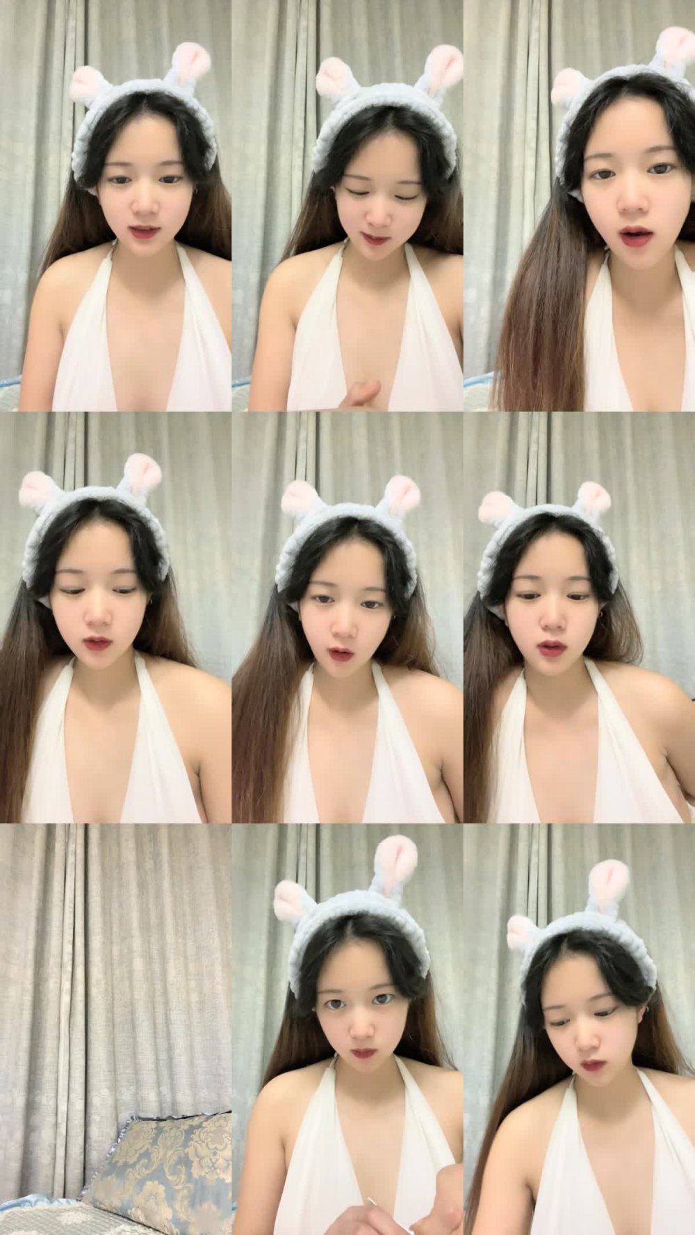 ZB20230204_002 白色抹胸晚禮服，超短裙，大白屁股都是露在外面，豐滿大奶子，側面露出一線天道具插入粉穴