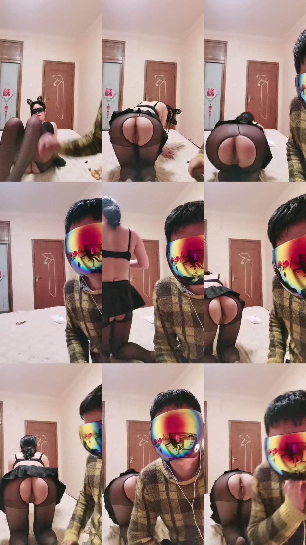 ZB20230211_014 開檔黑絲無毛逼，大哥的小騷貨撅著屁股準備好了，口交大雞巴讓大哥用道具玩逼，多體位蹂躪抽插爆草叫的好騷