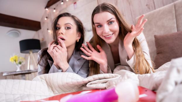 Lesbea - Sabrisse , Arina Shy - Lesbian MILF brings dildo to work