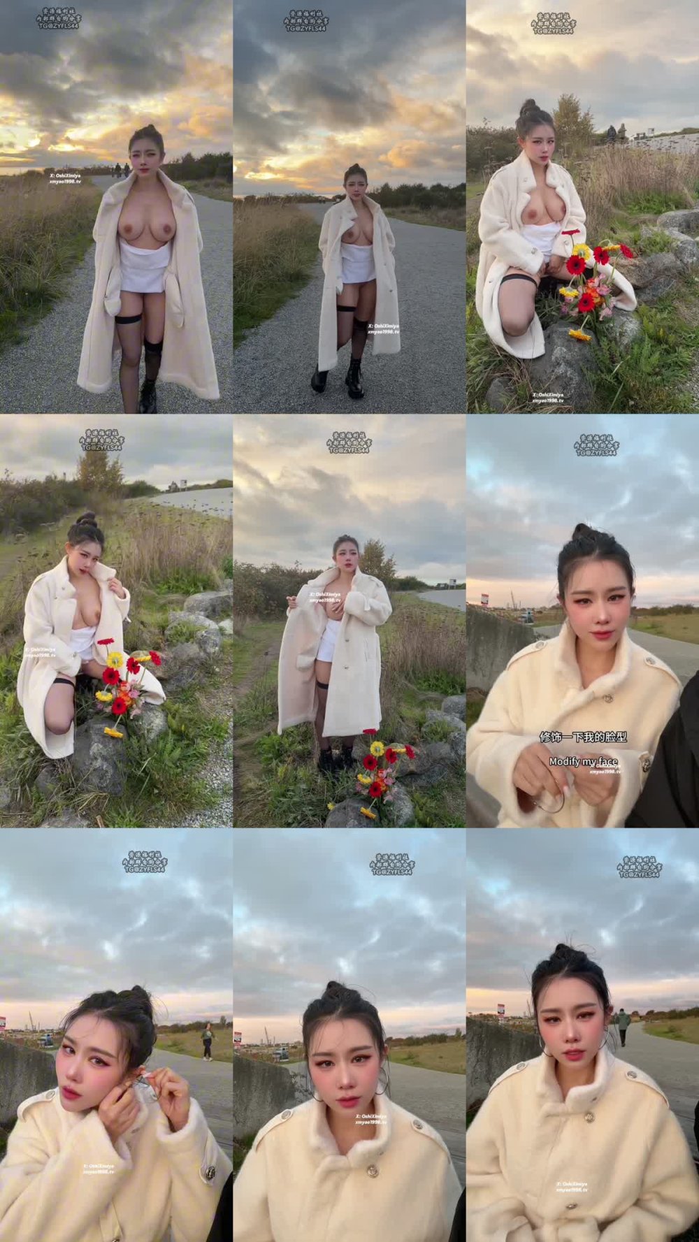 XB-977 公園裡戴大紅花人前大膽口交無人的地方啪啪